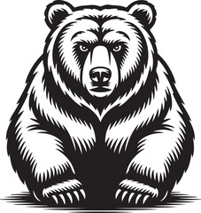 Engraved Bear Mascot Illustration – Vintage Ink Sketch Vector for Logo and Branding
