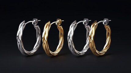 Elegant Twisted Hoop Earrings: Silver and Gold Collection
