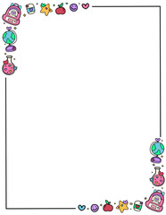 Cute school supplies, frames and borders for kids, Back to School theme, hand drawn clip art style, can be used to decorate worksheets, invitation cards, posters.