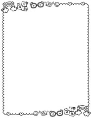 Cute school supplies, frames and borders for kids, Back to School theme, hand drawn clip art style, can be used to decorate worksheets, invitation cards, posters.