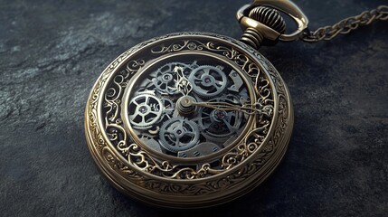 Intricate Antique Pocket Watch: A Glimpse into Time's Mechanism