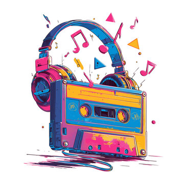 Retro Cassette Player, 80s Synthwave Nostalgia