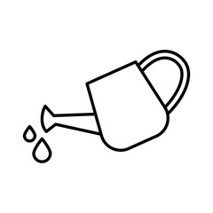 Watering can icon isolated on white. Watering can pouring water. 