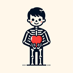 Obraz premium illustration of a human skeleton holding a heart 