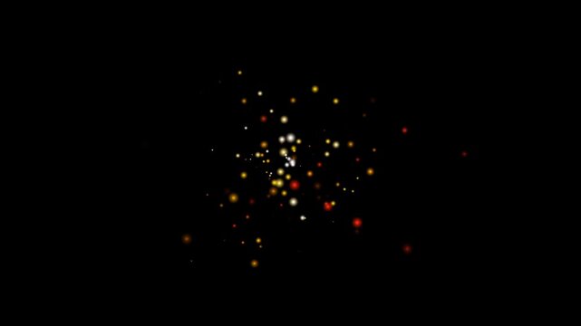 abstract representation of sparkling lights or particles against a black background,