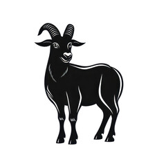 Fototapeta premium goat black silhouette logo vector, Vector representation of a goat in black silhouette, isolated on transparent background