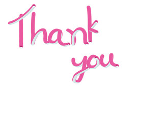 “Thank you” in vibrant pink script with white shadow on transparent background, playful and modern typography for gratitude-themed designs.