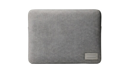 Naklejka premium Minimal laptop sleeve, fabric texture, isolated on white background, centered, for branding display.