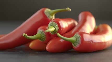 Full-frame camera photo using 50mm focal length, chilies in spiral arrangement, vivid red tones emphasized under top-down soft lighting, selective focus highlighting texture