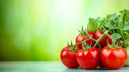 Studio-style natural light still-life with 85mm lens, cherry tomatoes in grouped arrangement, crisp focus on front section with soft gradient blur, subtle shadows for depth