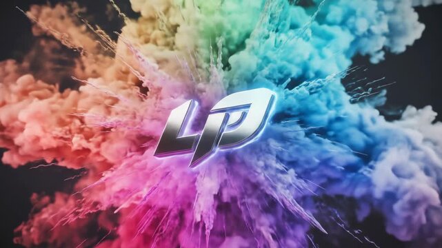 Dynamic LP Logo Reveal: Rainbow Color Explosion VFX