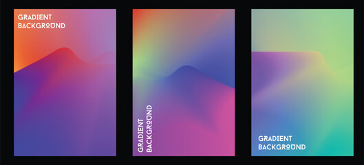 Obraz premium Blurred backgrounds set with modern abstract blurred color gradient patterns. Smooth templates collection for brochures, posters, banners, flyers,cards.and design graphic template.