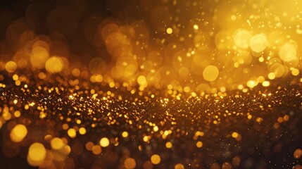 Abstract background of light with golden glitter falling