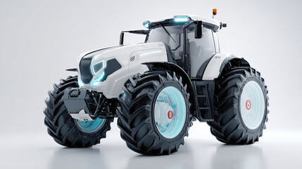 Obraz premium Futuristic Smart Tractor in Minimal Style on Transparent Background