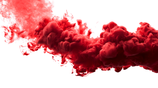 Red Ink Cloud Swirls on White PNG