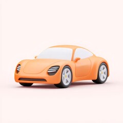 Obraz premium 明るいオレンジ色の滑らかなボディを持つ現代的な3Dレンダリング自動車のデザイン