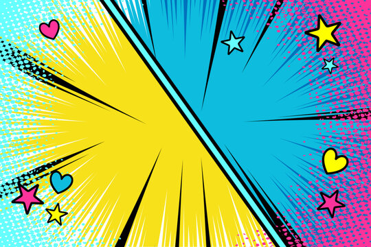 Vibrant pop art halftone background for comics