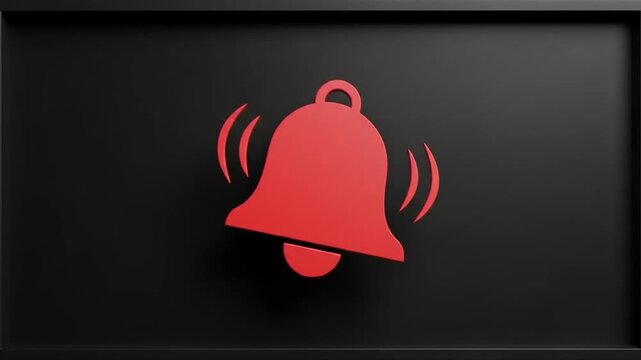 Red notification bell icon on a sleek black background, symbolizing alerts and reminders