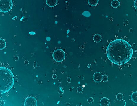 Teal microscopic virus illustration