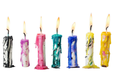 Burned birthday candles on transparent background, png