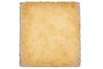 Old paper sheet with rough and frayed edges, isolated on transparent background, providing copy space for text or design elements