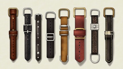 Collection of Eight Stylish Leather Watch Straps