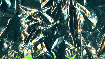 Abstract green plastic surface texture with glitch effect. Futuristic background.