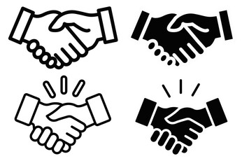 Handshake Icons Set – Business Partnership, Agreement and Collaboration Symbols