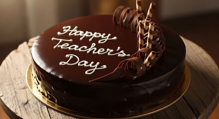 Decadent chocolate cake celebrating happy teacher s day