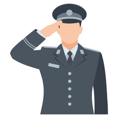 Minimal Military Personnel Saluting Flat Vector Illustration