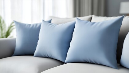 Soft Fabric Pillow Decoration On Beautiful Sofa Enhancing Living Room DéCor. Close-Up Shot Captures Cozy And Inviting Atmosphere Of Home.