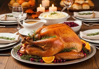 An Authentic and Festive Thanksgiving Dinner Scene