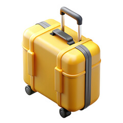 A Bright Yellow Rolling Suitcase with a Telescopic Handle.