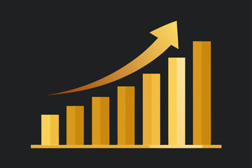 Golden Growth Chart Upward Trend Success Business Graph