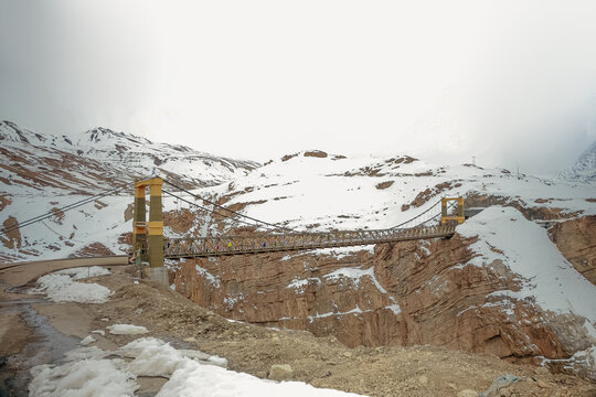 Aerial view of the Chicham Bridge, Himachal Pradesh, India.