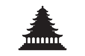 Silhouette of a multi tiered pagoda building