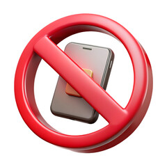 Red prohibition sign with smartphone inside.
