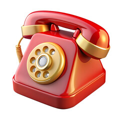 Retro Red Rotary Dial Telephone with Golden Accents.