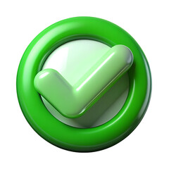 3D Green Checkmark Icon in Circle.