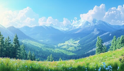 Stunning Views Of A Summer Mountain Valley: Nature'S Beauty, Sunlit Peaks, Travel And Tourism In The Majestic Mountains Of Summer And Autumn.