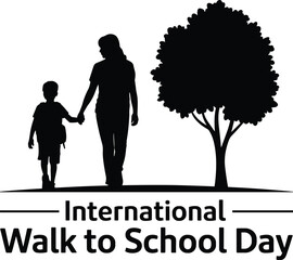 International Walk to School Day mother and son walking tree