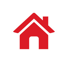 Obraz premium Red house icon representing a home and property.