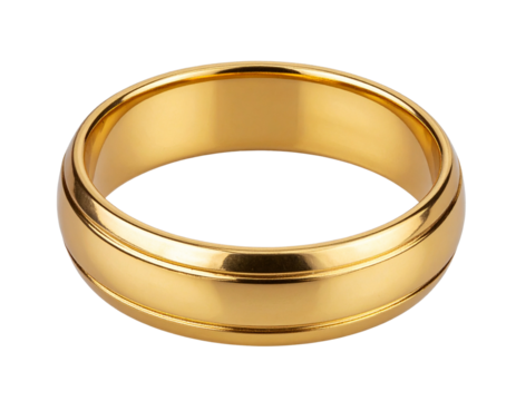 Elegant Gold Wedding Ring, Isolated on Transparent Background, High-Resolution PNG