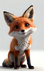 Lovable Animated Red Fox with Detailed Fur and a Charming Smile in Studio Lighting.