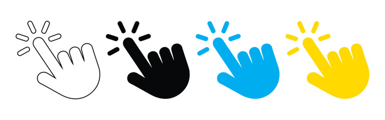 Hand click icon set. pointer sign and symbol. hand cursor icon ,