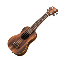 Fototapeta premium image of a rosewood brown ukulele, beautifully crafted ukulele in rosewood brown, isolated on transparent background