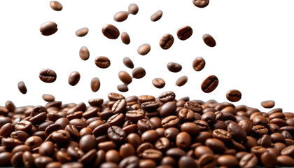 Obraz premium Falling coffee bean wallpaper transparent with rich brown color and smooth texture creating dynamic and lively atmosphere