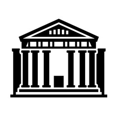 Illustration of a classical building with columns silhouette