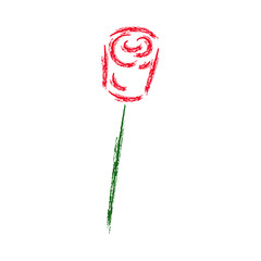 A simple red rose. Illustration for greeting card, banner, poster on the theme of Valentine's Day, Mother's Day, birthday, celebrations