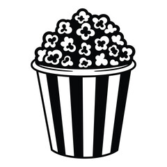 Classic black and white popcorn bucket illustration